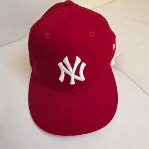 RARE New York Yankees Red Cap with White Logo